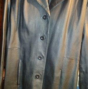 Woman's black leather coat